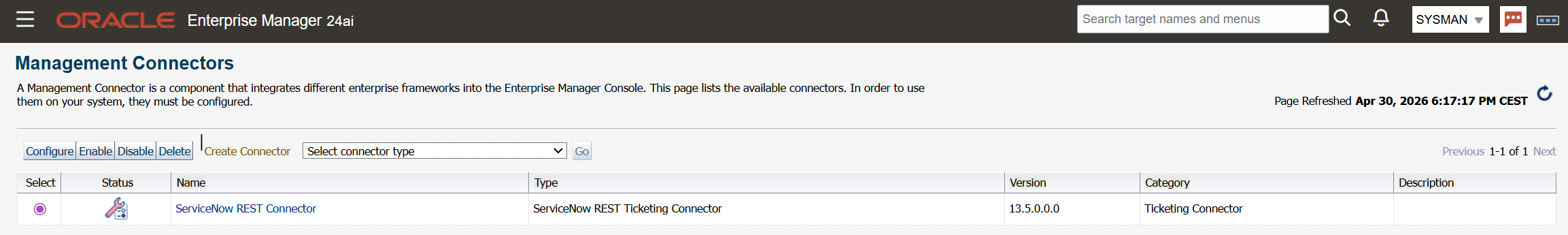 OEM Management Connectors - Configure