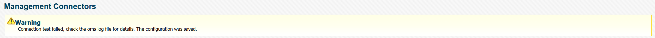 OEM Management Connectors - Failed Verification