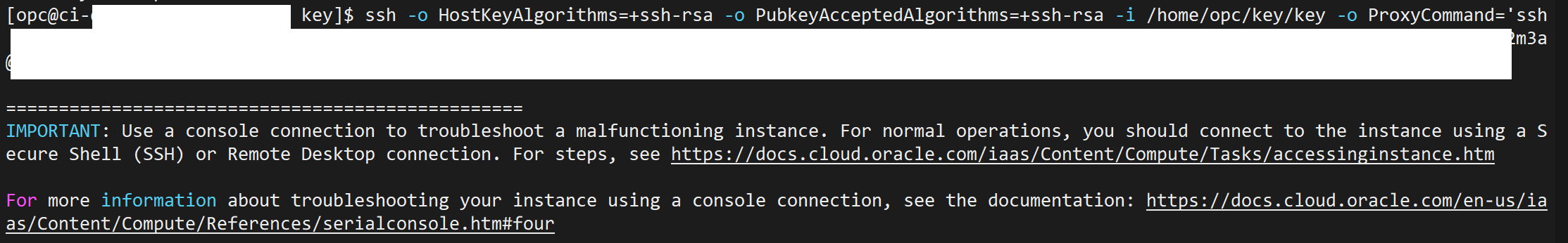SSH Serial Console Connected